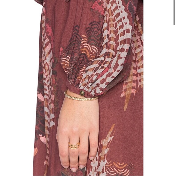 Free People Out of the Woods Maxi Dress in Scarlet Combo Size XS Bohemian Autumn - Picture 3 of 8